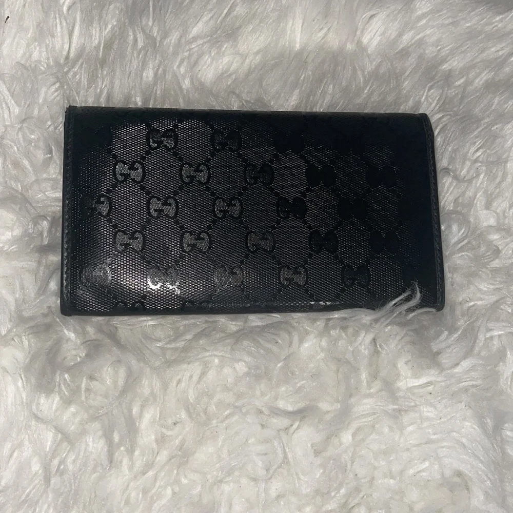 GUCCI VINTAGE CRYSTAL GUCCISSIMA GG INTERLOCKING PVC LEATHER LONG WALLET ITALY - Picture 6 of 17